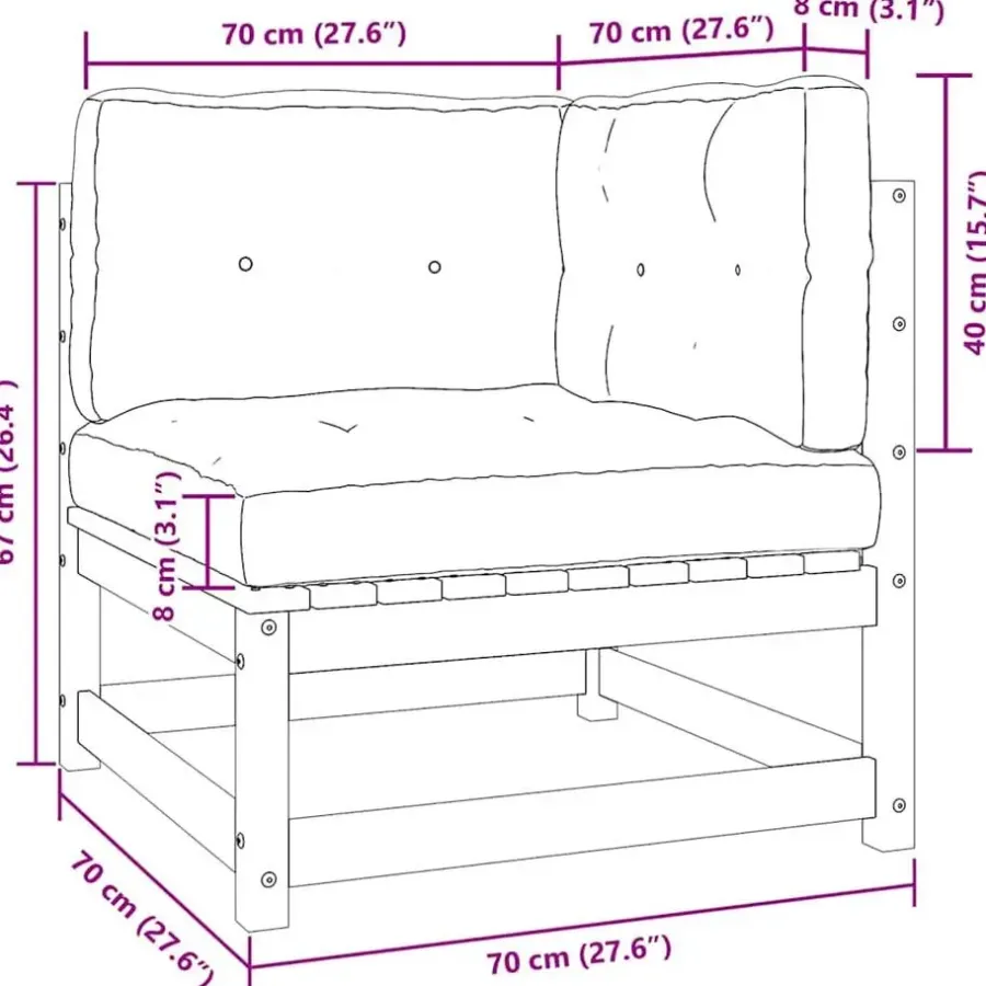 Palletbanken|Tuinbanken-vidaXL - Loungeset - Antraciet - Grenenhout