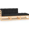 vidaXL - Loungeset - Antraciet - Grenenhout - 3 stuks - Met kussens