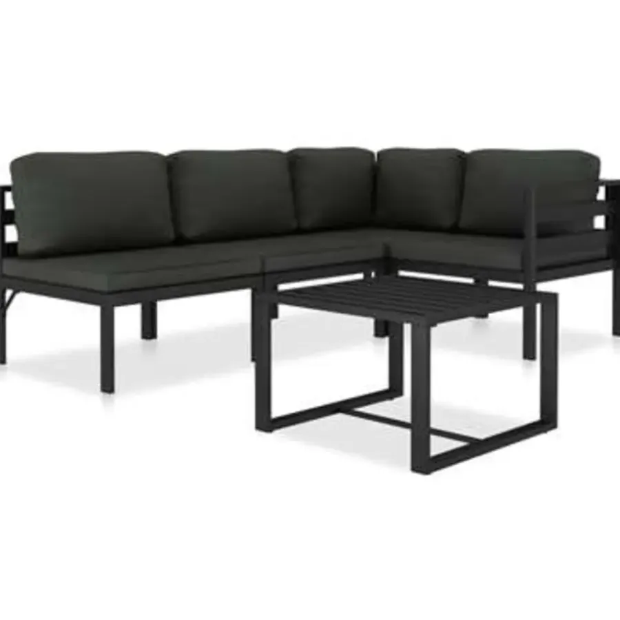 vidaXL - Loungeset - Antraciet - Aluminium