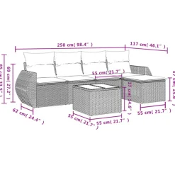 Loungesets-vidaXL - Loungeset - Beige - Poly rattan - 6 stuks