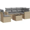 vidaXL - Loungeset - Beige - Poly rattan - 6 stuks - Met kussens
