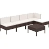 Loungesets-vidaXL - Loungeset - Bruin - Poly rattan - 6 stuks - Met kussens
