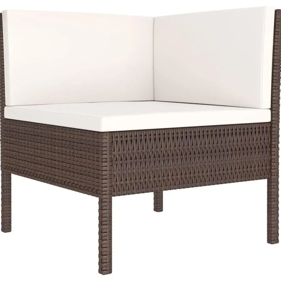 Loungesets-vidaXL - Loungeset - Bruin - Poly rattan - 6 stuks - Met kussens