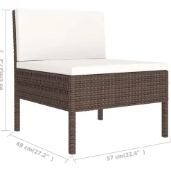 Loungesets-vidaXL - Loungeset - Bruin - Poly rattan - 6 stuks - Met kussens
