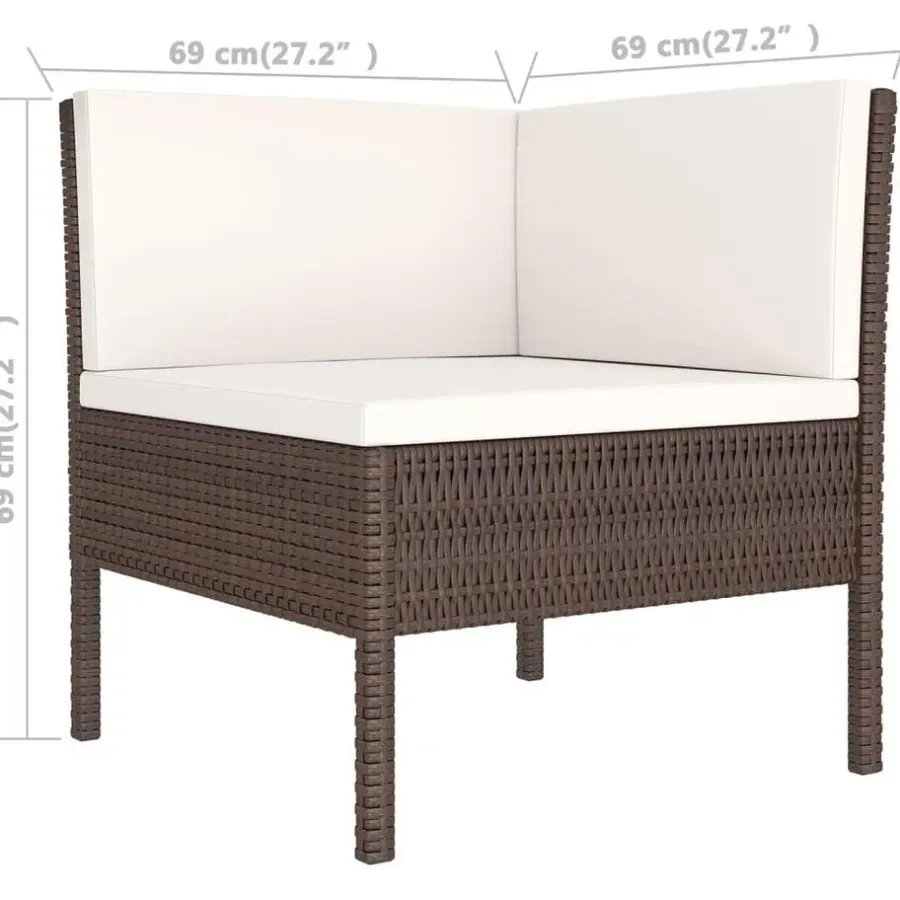 Loungesets-vidaXL - Loungeset - Bruin - Poly rattan - 6 stuks - Met kussens