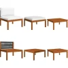 Loungesets-vidaXL - Loungeset - Bruin - Acaciahout - 3 stuks - Met kussens