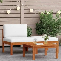 Loungesets-vidaXL - Loungeset - Bruin - Acaciahout - 3 stuks - Met kussens