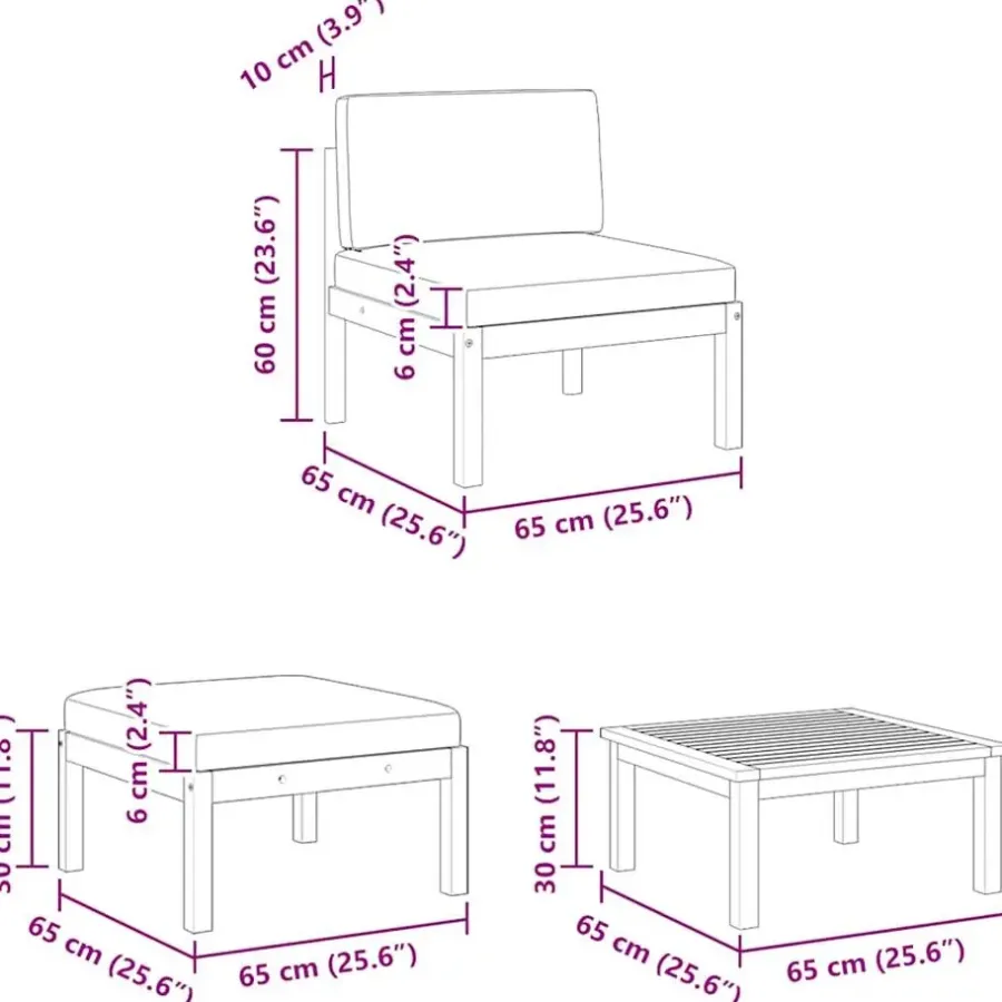 Loungesets-vidaXL - Loungeset - Bruin - Acaciahout - 3 stuks - Met kussens