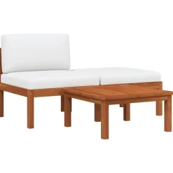 Loungesets-vidaXL - Loungeset - Bruin - Acaciahout - 3 stuks - Met kussens