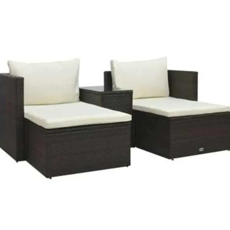 Loungesets-vidaXL - Loungeset - Bruin - Poly rattan