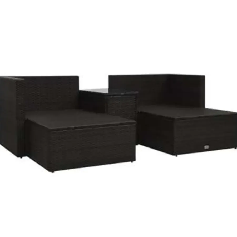 Loungesets-vidaXL - Loungeset - Bruin - Poly rattan