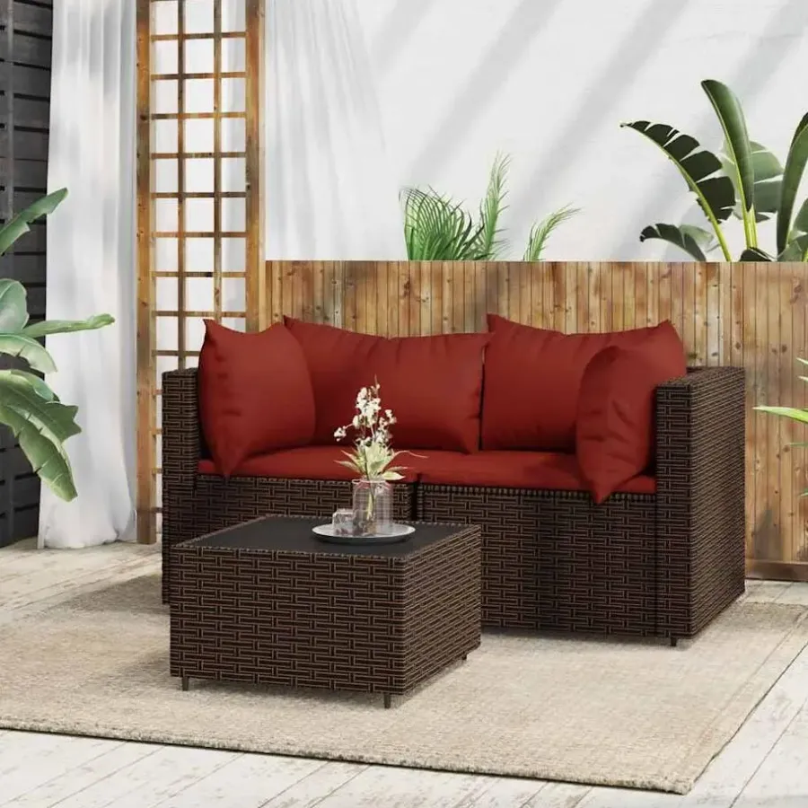 Loungesets-vidaXL - Loungeset - Bruin - Poly rattan