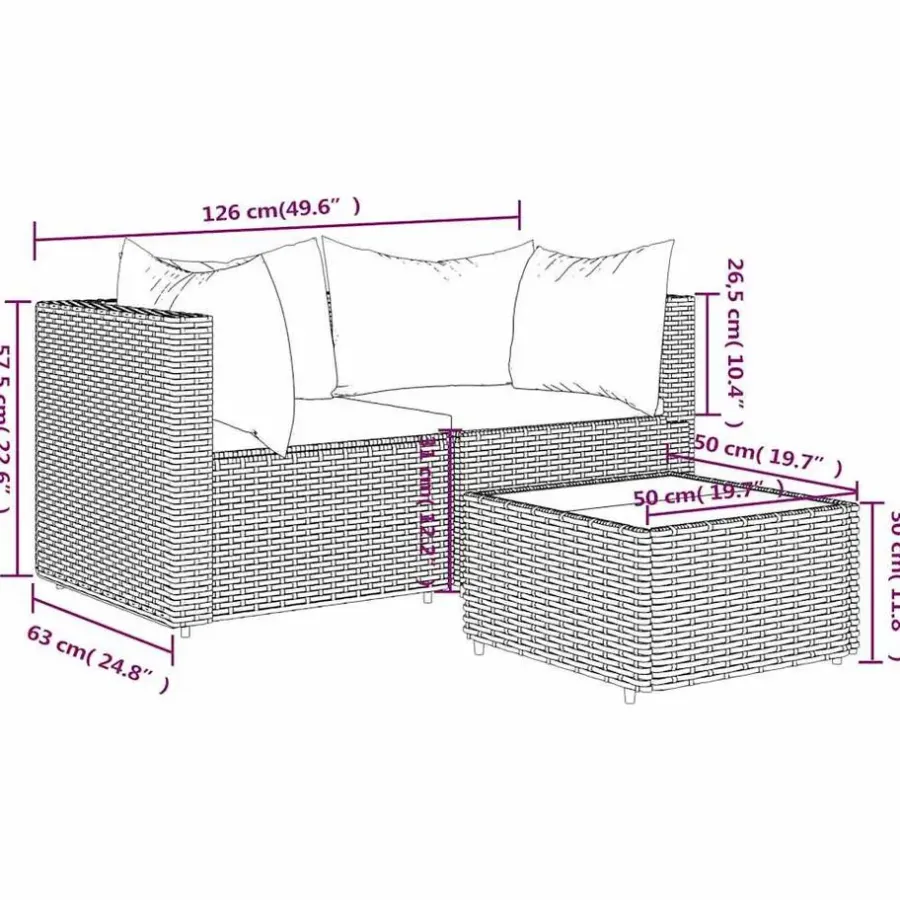 Loungesets-vidaXL - Loungeset - Bruin - Poly rattan