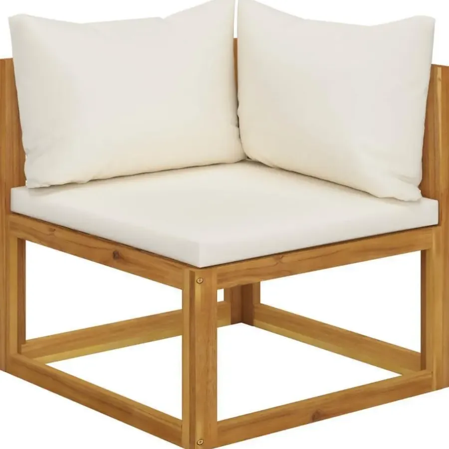 Loungesets-vidaXL - Loungeset - Crème - Acaciahout - 7 stuks - Met kussens