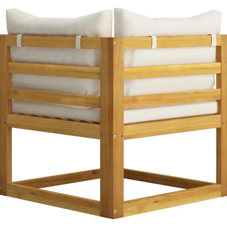 Loungesets-vidaXL - Loungeset - Crème - Acaciahout - 7 stuks - Met kussens