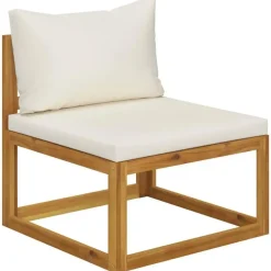 Loungesets-vidaXL - Loungeset - Crème - Acaciahout - 7 stuks - Met kussens