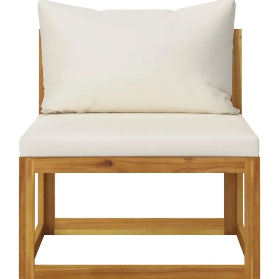 Loungesets-vidaXL - Loungeset - Crème - Acaciahout - 7 stuks - Met kussens