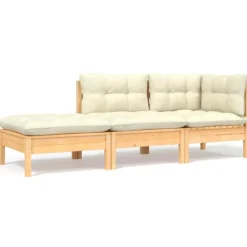 Loungebanken-vidaXL - Loungeset - Crème - Grenenhout