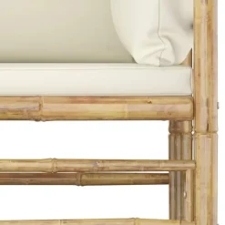 Loungesets-vidaXL - Loungeset - Crèmewitte - Bamboe - 5 stuks - Met kussens
