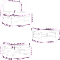 vidaXL - Loungeset - Donkergrijze - Bamboe - 3 stuks - Met kussens