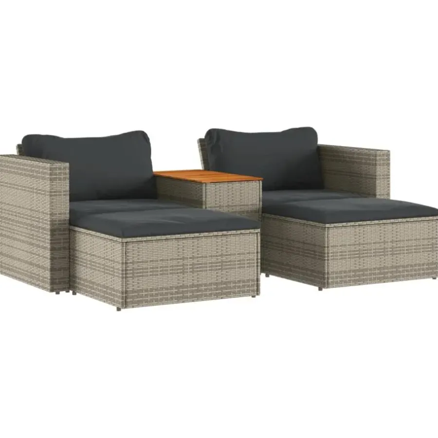Loungesets|Loungesets-vidaXL - Loungeset - Grijs - Poly rattan