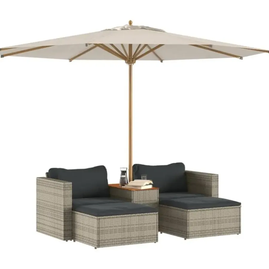 Loungesets|Loungesets-vidaXL - Loungeset - Grijs - Poly rattan