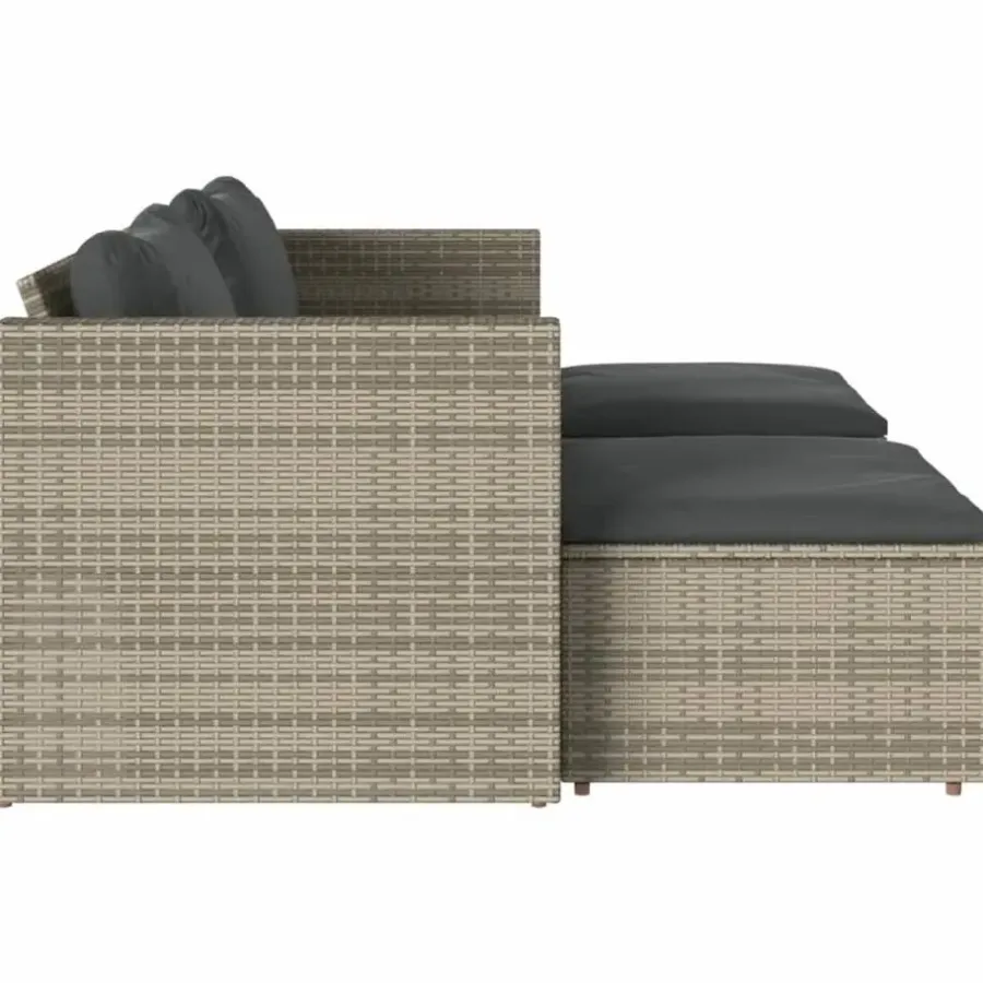 Loungesets|Loungesets-vidaXL - Loungeset - Grijs - Poly rattan