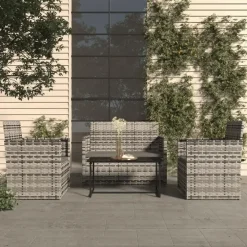 Loungesets-vidaXL - Loungeset - Grijs - Poly rattan