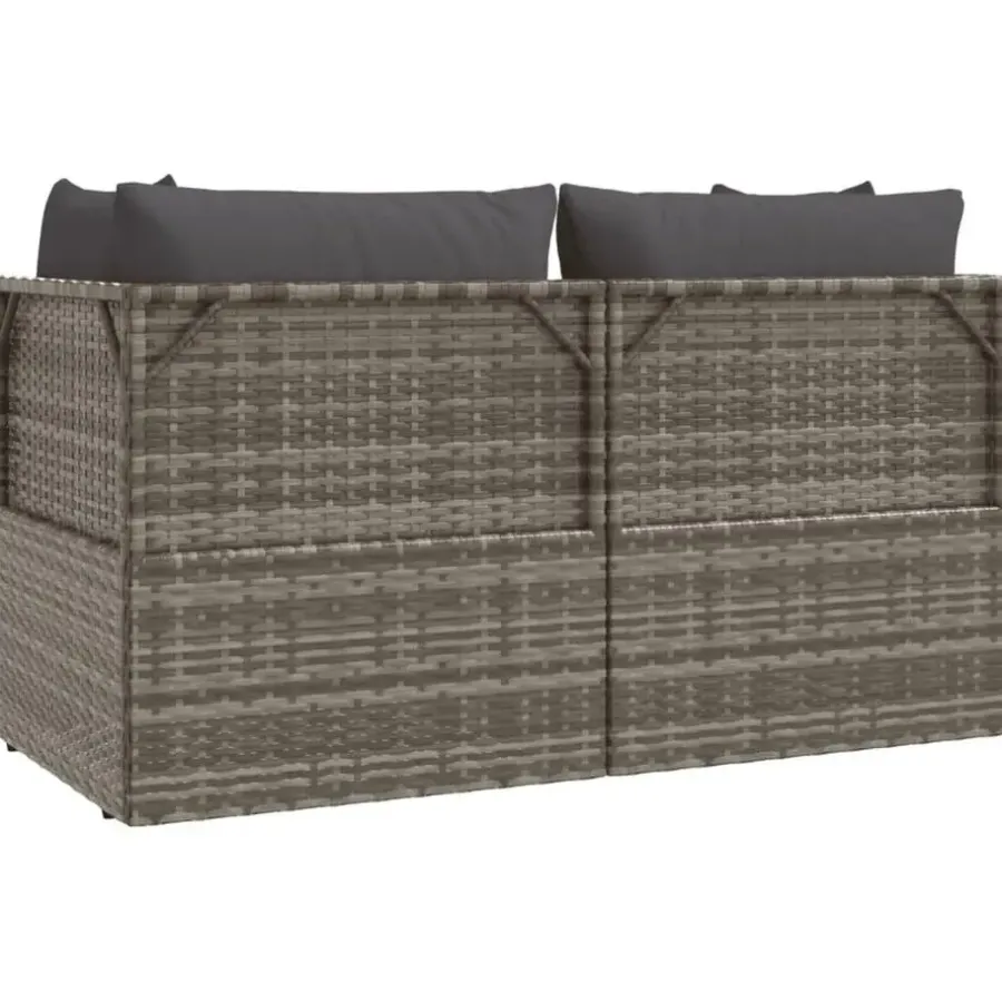 Loungesets-vidaXL - Loungeset - Grijs - Poly rattan - 3 stuks - Met kussens