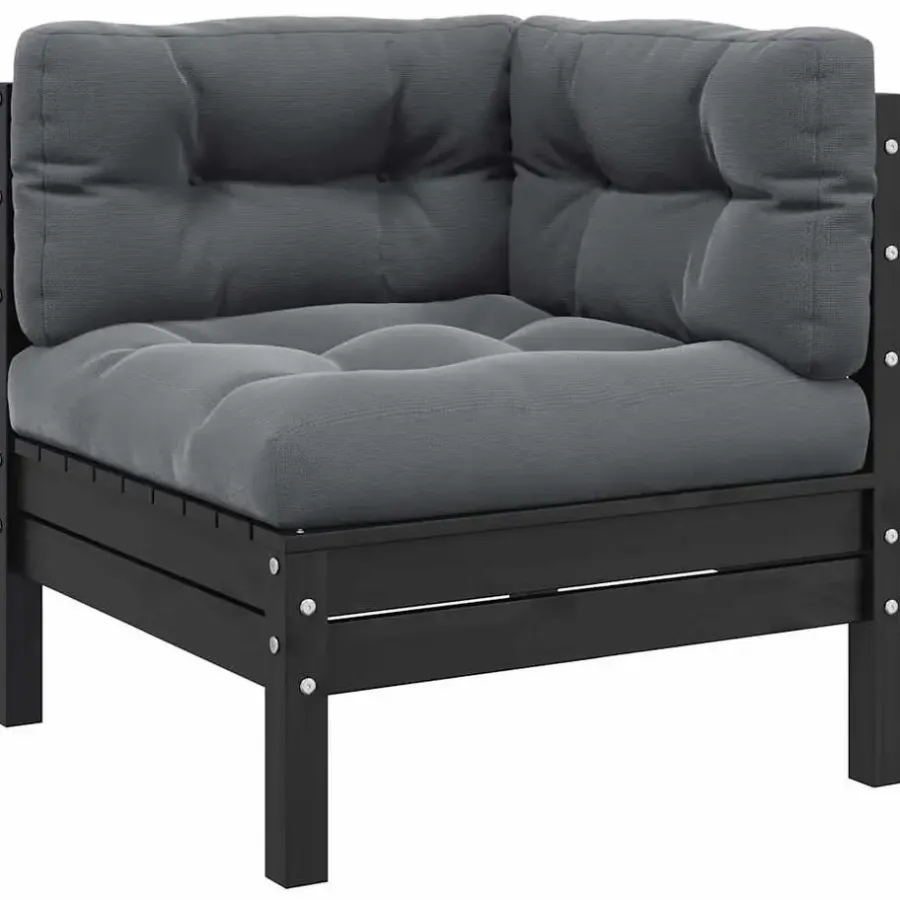 vidaXL - Loungeset - Grijs - Grenenhout - 3 stuks - Met kussens