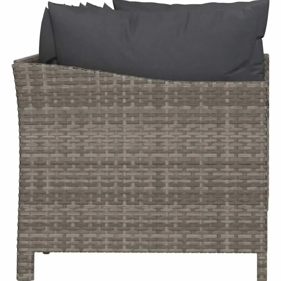 Loungebanken-vidaXL - Loungeset - Grijs - Poly rattan - 4 stuks - Met kussens