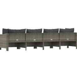 Loungebanken-vidaXL - Loungeset - Grijs - Poly rattan - 4 stuks - Met kussens
