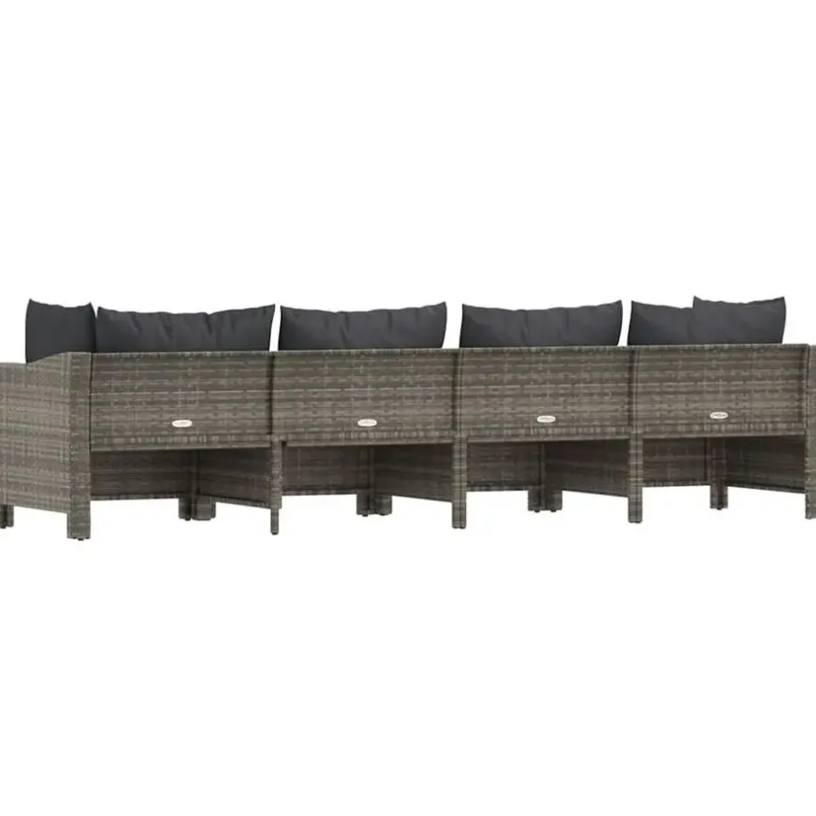 Loungebanken-vidaXL - Loungeset - Grijs - Poly rattan - 4 stuks - Met kussens
