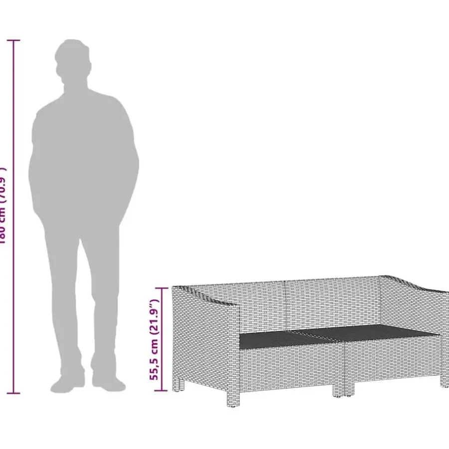 Loungebanken-vidaXL - Loungeset - Grijs - Poly rattan - 4 stuks - Met kussens