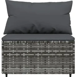 vidaXL - Loungeset - Grijs - Poly rattan - 3 stuks - Met kussens
