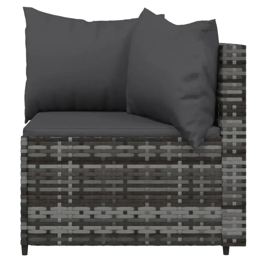 vidaXL - Loungeset - Grijs - Poly rattan - 3 stuks - Met kussens