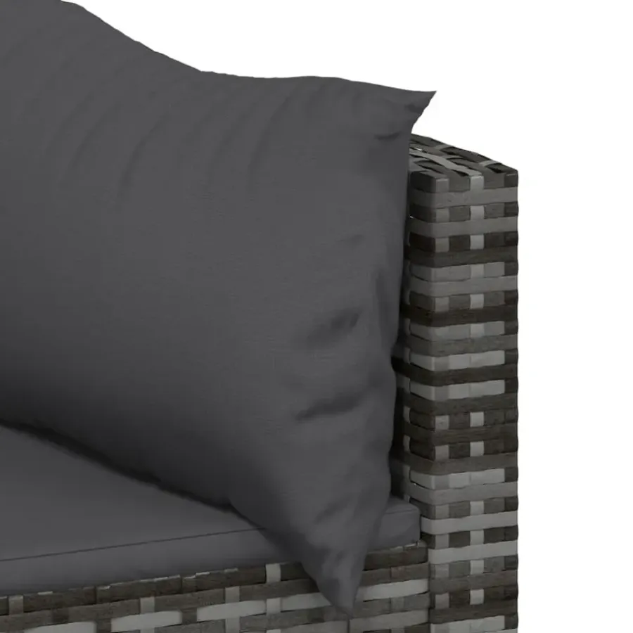 vidaXL - Loungeset - Grijs - Poly rattan - 3 stuks - Met kussens