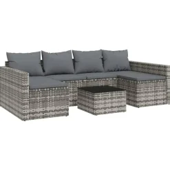 Loungesets-vidaXL - Loungeset - Grijs - Poly rattan - 2 stuks -Met kussens