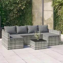 Loungesets-vidaXL - Loungeset - Grijs - Poly rattan - 2 stuks -Met kussens