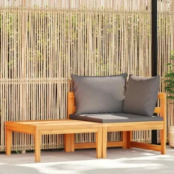 vidaXL - Loungeset - Grijs - Acaciahout - 2 stuks - Met kussens