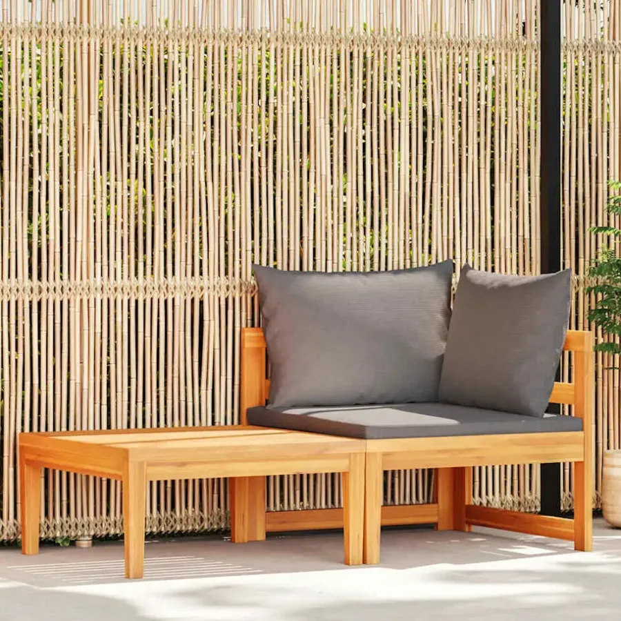 vidaXL - Loungeset - Grijs - Acaciahout - 2 stuks - Met kussens