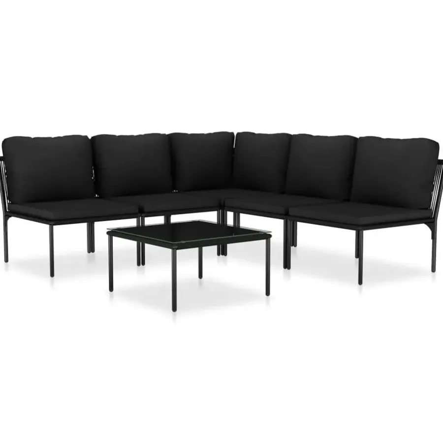 Loungesets-vidaXL - Loungeset - Zwart - PVC