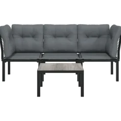 vidaXL - Loungeset - Zwart - Poly rattan