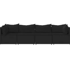 Loungebanken-vidaXL - Loungeset - Zwart - Poly rattan