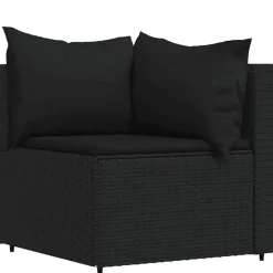 Loungebanken-vidaXL - Loungeset - Zwart - Poly rattan