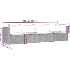 Loungebanken-vidaXL - Loungeset - Zwart - Poly rattan