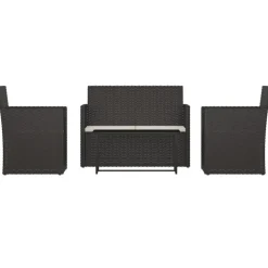 Loungesets-vidaXL - Loungeset - Zwart - Poly rattan