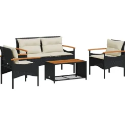 Loungesets-vidaXL - Loungeset - Zwart - Poly rattan