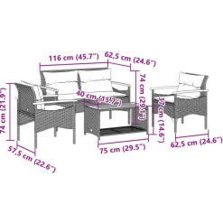 Loungesets-vidaXL - Loungeset - Zwart - Poly rattan