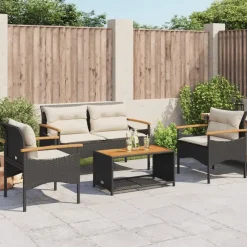 Loungesets-vidaXL - Loungeset - Zwart - Poly rattan